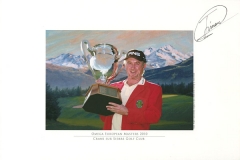 Original autograph on FineArt print. Miguel Angél Jimenez | Crans sur Sierre Colf Club 7th | Omega European Masters 2010